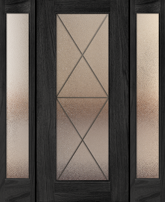 Mahogany door with sidelights and grill - 6'8